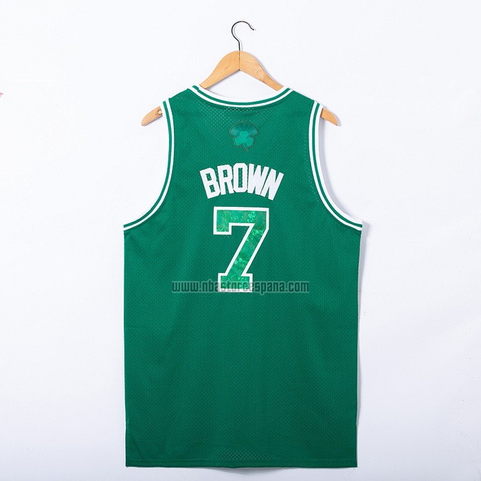 Camiseta Boston Celtics Jaylen Brown NO 7 Snakeskin Hardwood Classics 2021 Verde